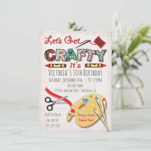 Art Peinture Artisanat Invitations de fête d'anniv (Debout devant)