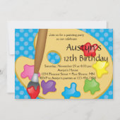 Art Peinture Bleu Invitations d'anniversaire (Devant)