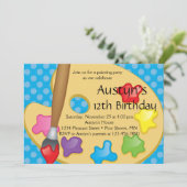 Art Peinture Bleu Invitations d'anniversaire (Debout devant)