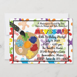 Art Peinture Peinture Anniversaire Invitations