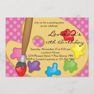 Art Peinture rose Invitations d'anniversaire