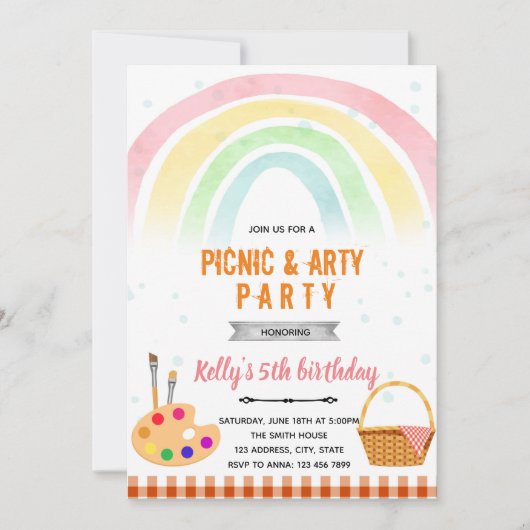 Art picnic party Invitation Kaart (Voorkant)