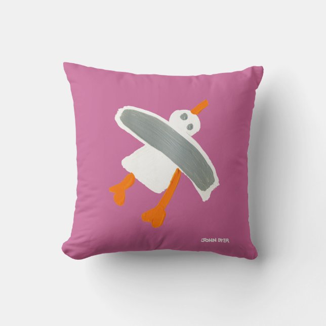 Art Pillow: John Dyer Seagull in roze Kussen (Voorkant)