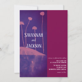 Art Pink Flower Unieke bruiloft uitnodiging