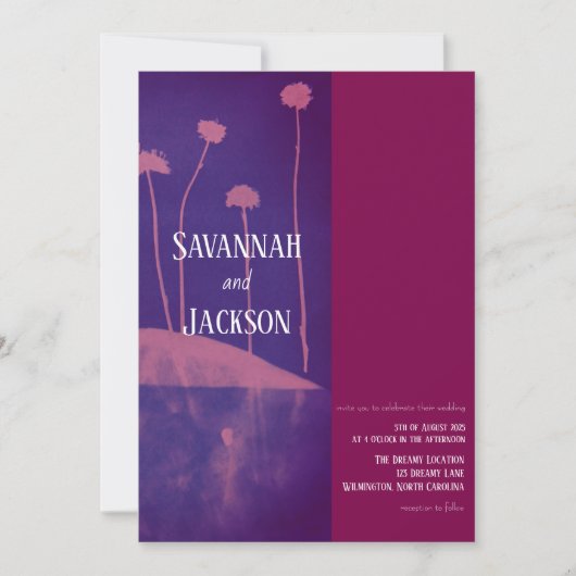 Art Pink Flower Unieke bruiloft uitnodiging (Voorkant)