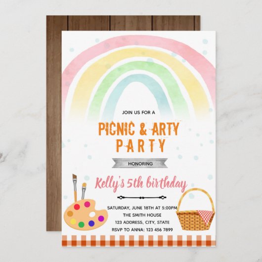 Art pique-nique party Invitation (Devant / Derrière)