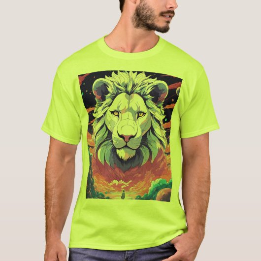 Art Pixel Rétro Design de T-shirt Lion géométrique (Devant)