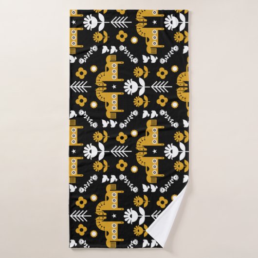 Art populaire de cheval scandinave (Serviette de bain)