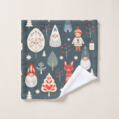 Art populaire scandinave avec génomes de Noël (Gant de toilette)