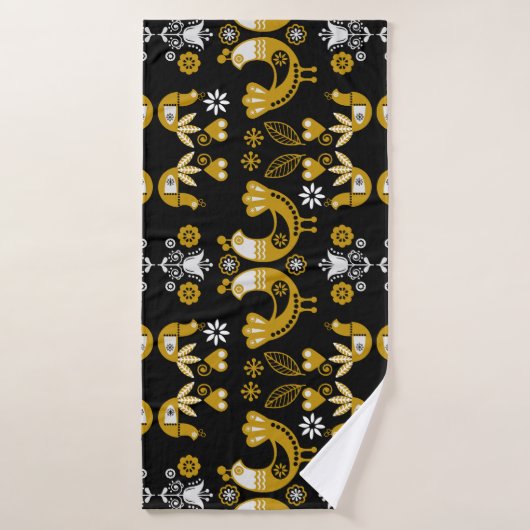 Art populaire scandinave Oiseaux (Serviette de bain)