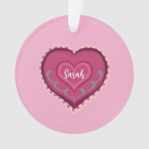 Art populaire style coeur rose ornement décoré