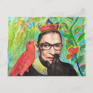 Art Post-kaart RGB Ruth Gader Ginsburg en Bird Briefkaart