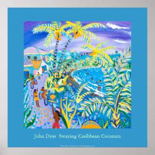 Art Poster: Swaying Caribbean Coconuts, Costa Rica Poster