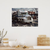 Art Poster voor Big Rig White Freight Truck (Keuken)
