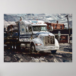 Art Poster voor Big Rig White Freight Truck