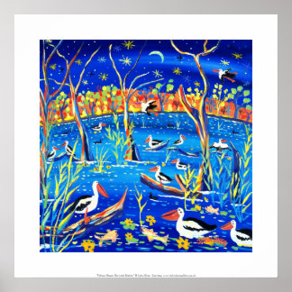 Art Print: Banrock Station Pelicans, Gums, Maan Poster