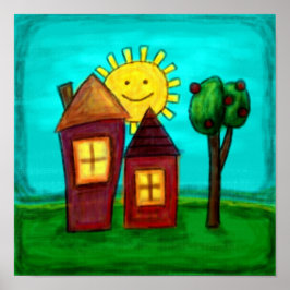 Art Print, Happy Houses Poster