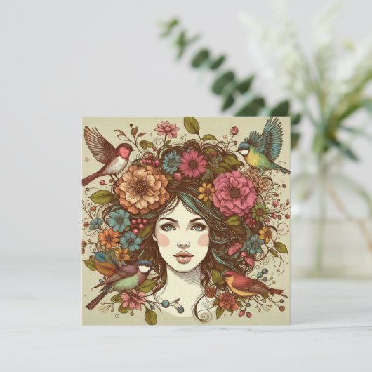 Art Print Kaart Vogels Liedje in de Herfst (Staand voorkant)