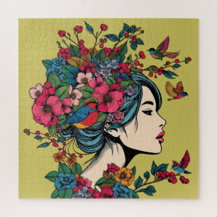 Art Print Puzzels Vrouwen in de Herfst met rode be