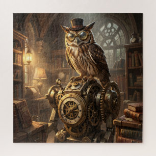 art puzzle horloge mécanique de hibou steampunk