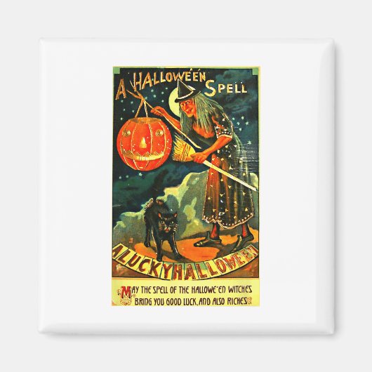  Art Retro Halloween Witch Magneet (Voorkant)
