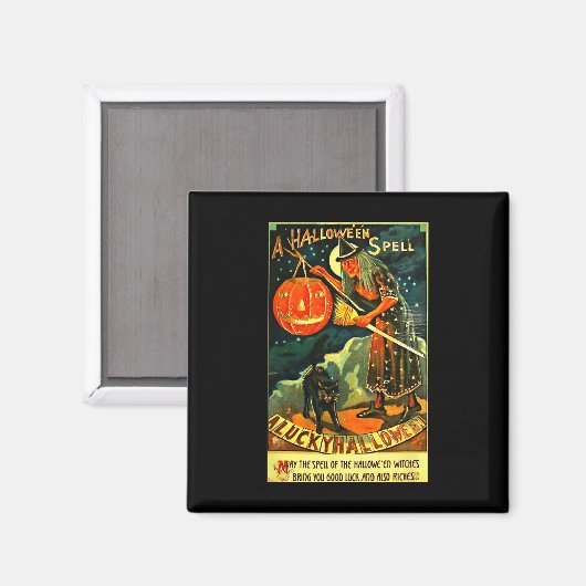 Art Retro Halloween Witch Magneet (Voorkant / Achterkant)