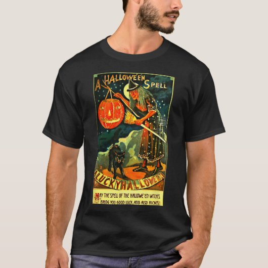  Art Retro Halloween Witch T-shirt (Voorkant)