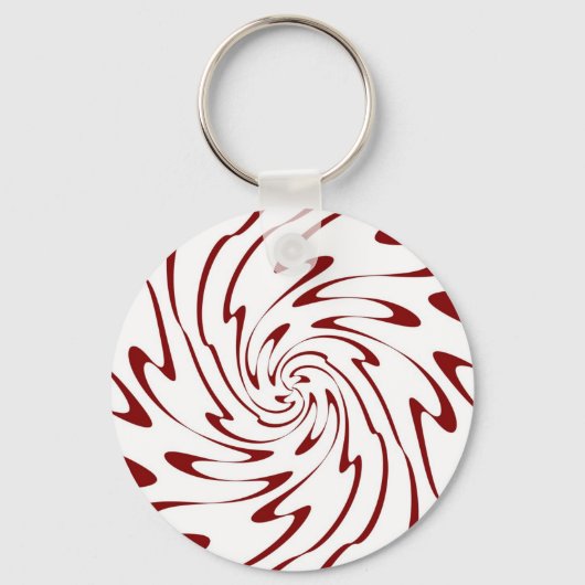 Art Retro Red en White Swirl Waves Abstract Sleutelhanger (Voorkant)
