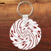 Art Retro Red en White Swirl Waves Abstract Sleutelhanger (Voorkant)