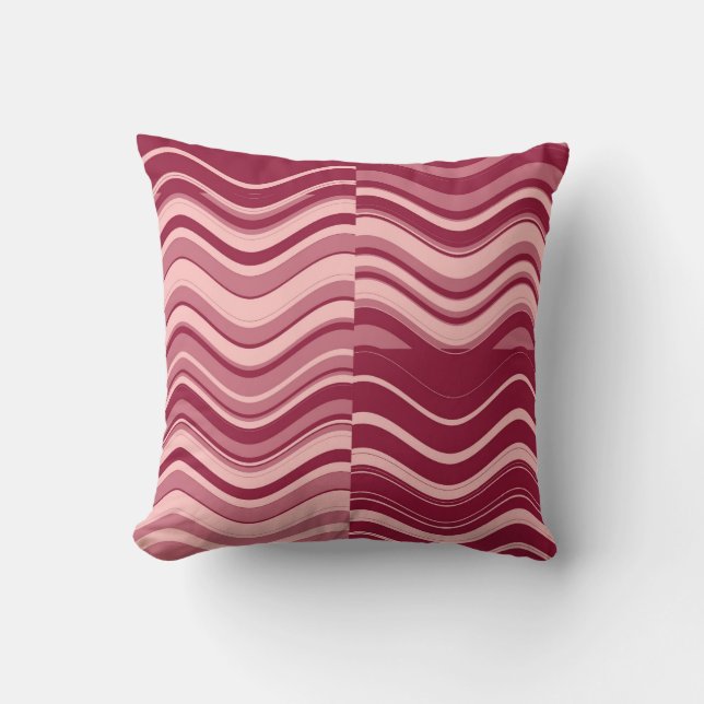 Art Retro Red Pink Wave Abstract Kussen (Voorkant)