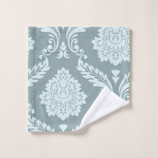 Art Rococo Damassé I Bleu de Canard Œuf+Turquoise (Gant de toilette)