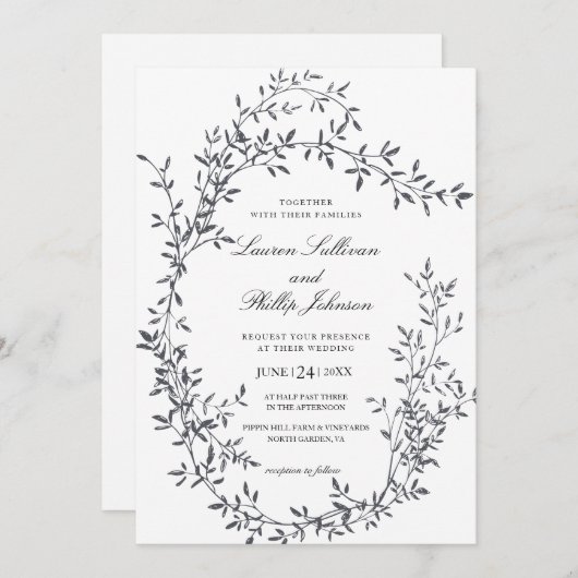 Art Romantique Floral Mariages Invitations (Devant / Derrière)