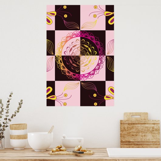 Art rose et noir, tableau de bord mystique (Cuisine)