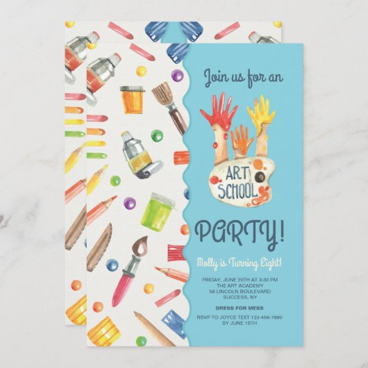 Art School Party Invitation (Devant / Derrière)