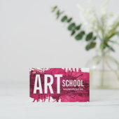 Art School Pink Magenta Ink Splash Carte de visite (Debout devant)