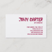 Art School Pink Magenta Ink Splash Carte de visite (Dos)