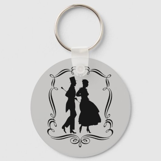 Art Silhouette Elegant Man Woman Sleutelhanger (Voorkant)