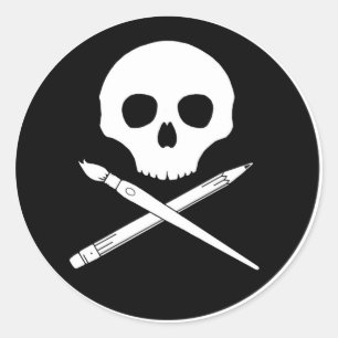 Art Skull Ronde Sticker