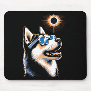Art Solar Eclipse Husky Hond Dragen Eclips Bril Muismat