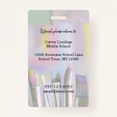 Art Teacher Custom Foto ID Badge kunstenaar (Achterkant)