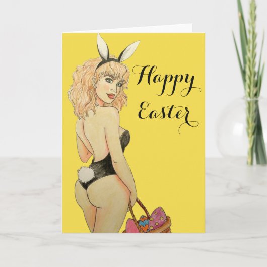 Art tiré par la main heureux de carte de Pâques (Devant)