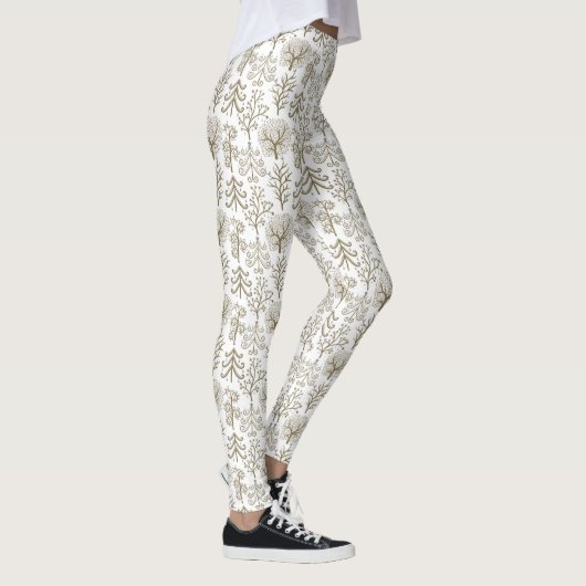 Art Tree Gold Holiday-kerstWITTE Leggings (Rechts)