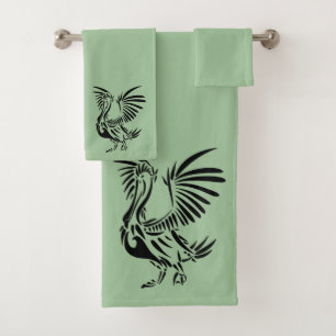 Art tribal de pélican sur fond vert