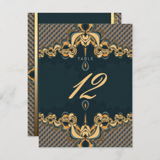 Art turquoise Alternative Mariage Menu et Numéro d (Devant / Derrière)