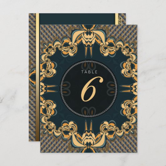 Art turquoise Alternative Mariage Menu Numéro de t (Devant / Derrière)