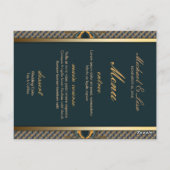 Art turquoise Alternative Mariage Menu Numéro de t (Dos)