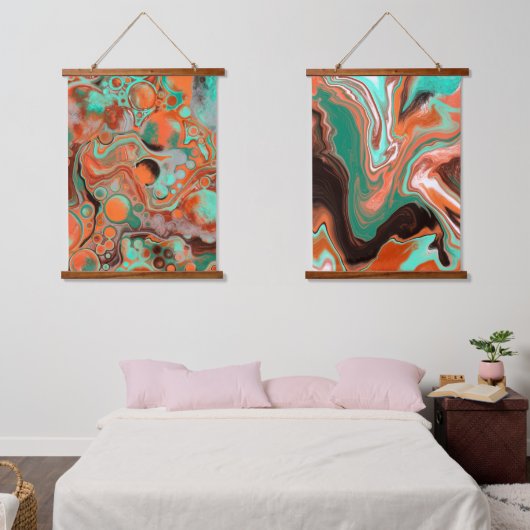 Art turquoise Fluide en marbre suspendu tapisserie (Chambre à coucher)