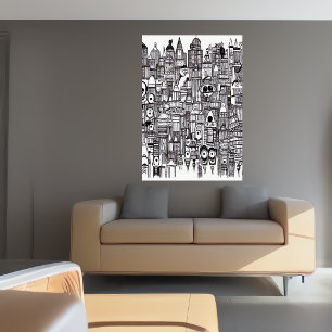 Art urbain noir et blanc AI Art Poster