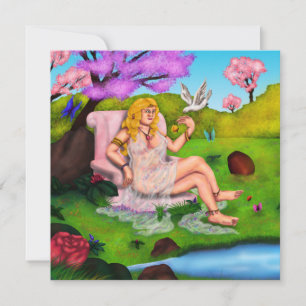 Art Venus en vliegende witte duif in Garden Eden