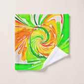 Art vibrant tourbillon vert-orange (Gant de toilette)